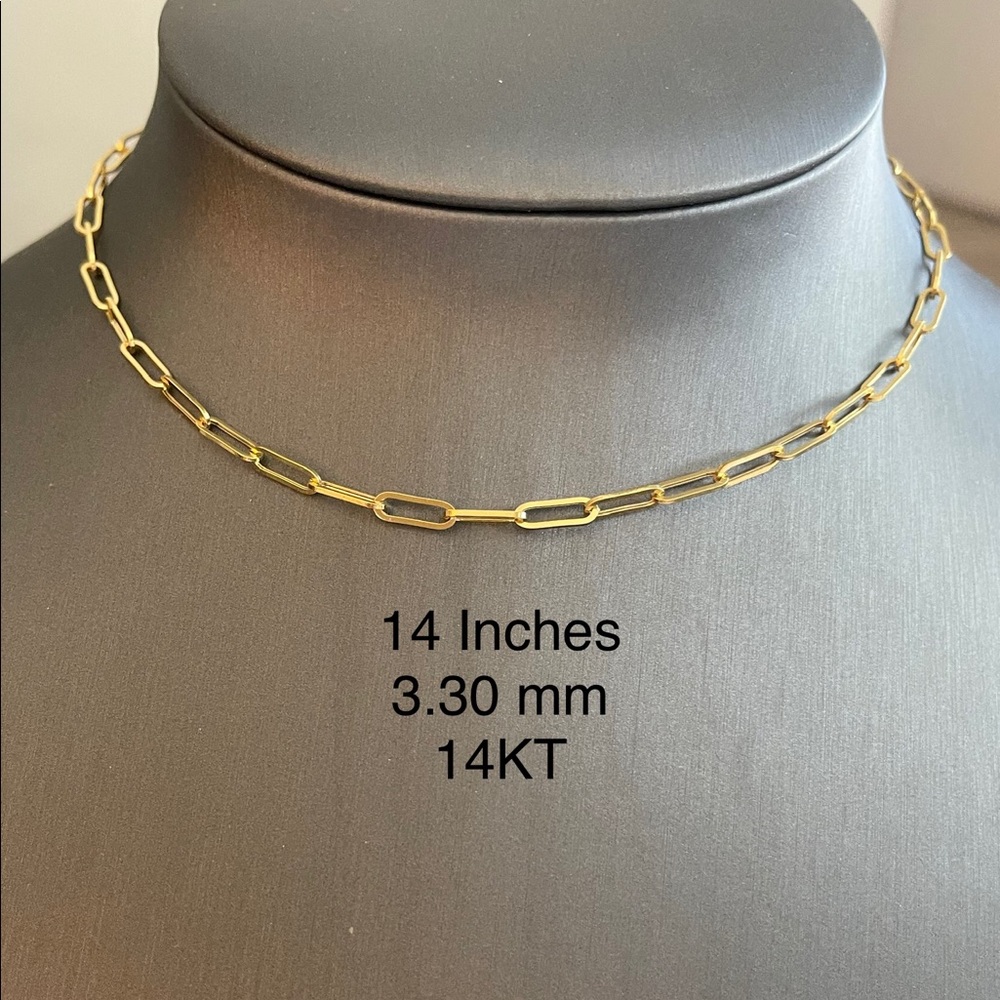 14KT Gold Paper Clip Chain Necklace